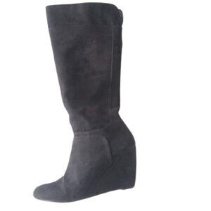 Black Faux Swede Wedge boot Size 9